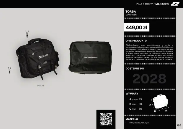 Katalog Zina 2026-2028, strona 193 — torby i plecaki