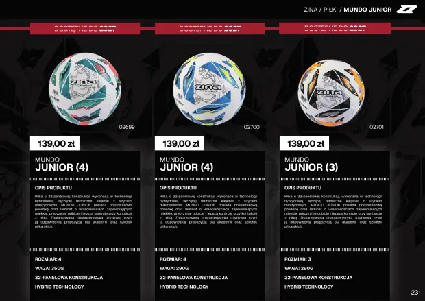 Katalog Zina 2026-2028, strona 231 — piłki mundo